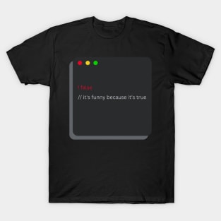 False it's funny because it's true boolean T-Shirt